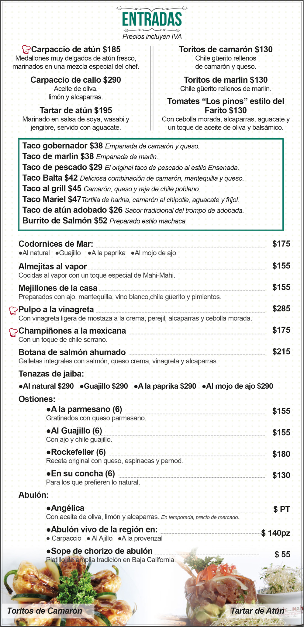 Nuestro Menú Mahi Mahi